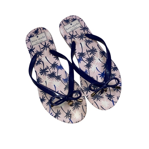 Kate Spade Blue Floral Sandals flip flop size 7/8 - Picture 1 of 8